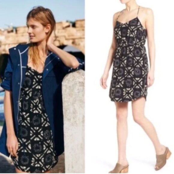 Madewell Starview 100% Silk Batik Grid Mini Dress Sz 4 - Picture 1 of 16
